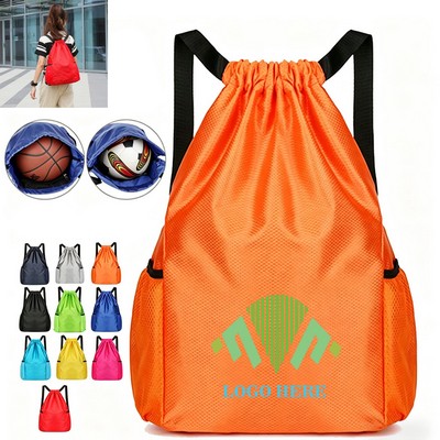 Drawstring Backpack with Side Pockets