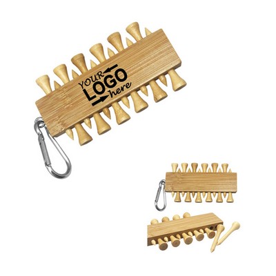 Bamboo Golf Tee Set Wooden Holder Portable Golf Accessories