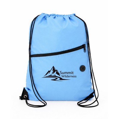 Drawstring Sportpack with Front Zipper- 18" x 13.5"
