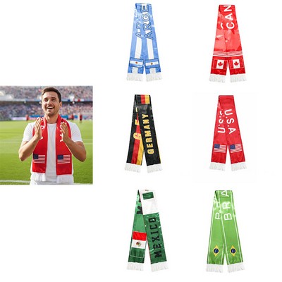 Custom World Cup Fan Scarf With Fringe