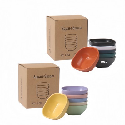 Four Inch Wheat Straw Square Condiment Dishes Six Pack