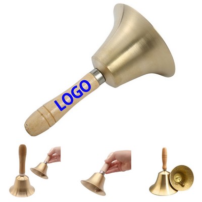 Solid Brass Hand Bell With Smooth Wooden Handle