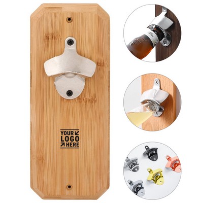 Wall-Mounted Bottle Opener with Bamboo Tablet