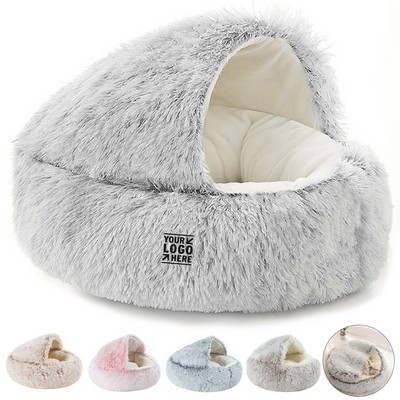 Cozy Plush Hooded Pet Bed
