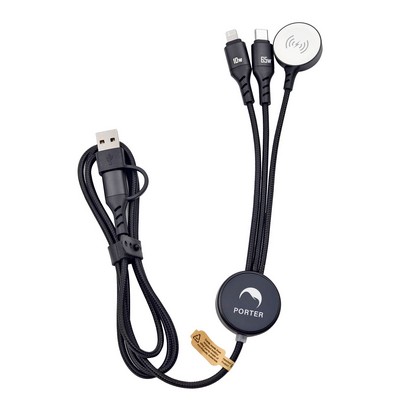 Smart Watch Charger 65W 6-in-1 Charging Cable with Illuminating Logo & Data Transfer – XL