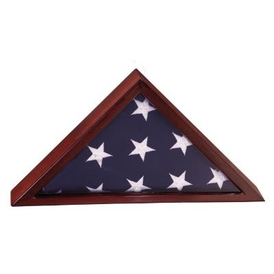16.25" x 8.25" Rosewood Piano Finish Flag Display Case with 3.13" Depth