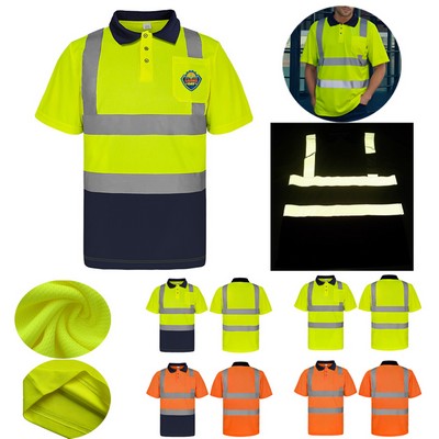 Hi Viz Reflective Safety Short Sleeve Polo Shirt