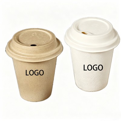 Lidded 16Oz Bagasse Pulp Compostable Coffee Cup