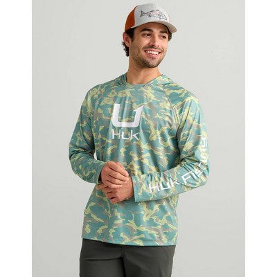 Huk® Men's UPF 50+ Hoodie with Wicking Mesh and Custom Logo