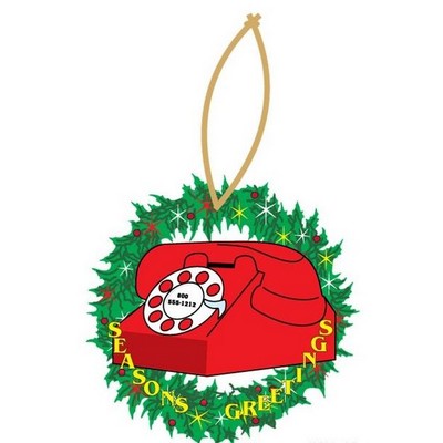 Rotary Dial Telephone Executive Wreath Ornament w/ Mirror Back (6 Square Inch)