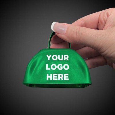 3" Pad Printed Green Metal Cowbell