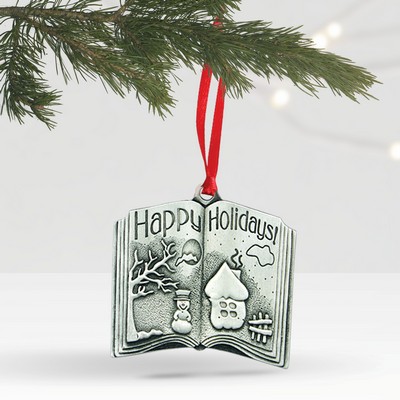 3D Ornament - Happy Holidays Book (2"x 1.75")