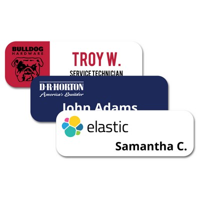 3" x 1" Glossy Plastic Name Badge w/Full Color Imprint & Personalization
