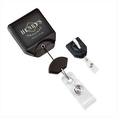 Custom Square Badge Reel With Swivel Clip with Teeth