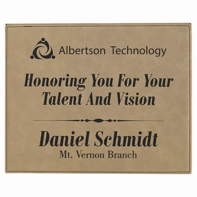 10-1/2" x 13" Light Brown Laserable Leatherette Plaque