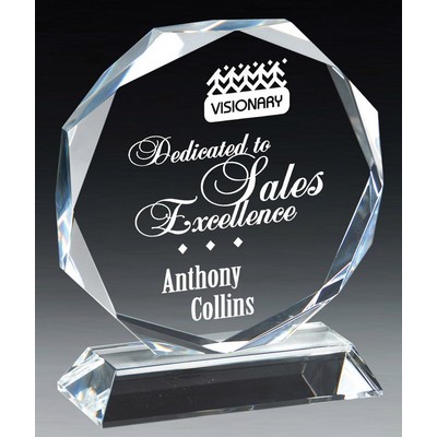 Gem Cut Crystal Octagon Award, 6"H