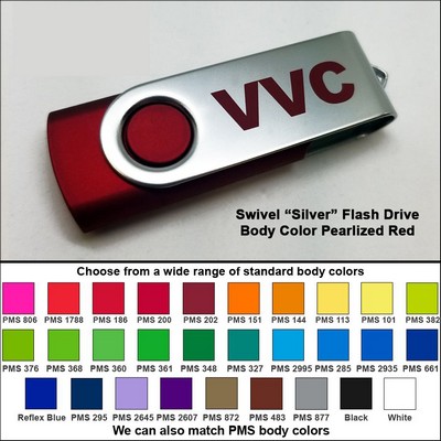 Swivel Flash Drive - 128 MB Memory - Body Pearlized Red