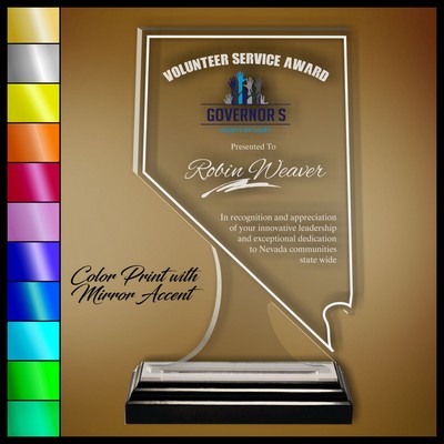 11" Nevada Clear Acrylic Award with Color Print and Mirror Accent