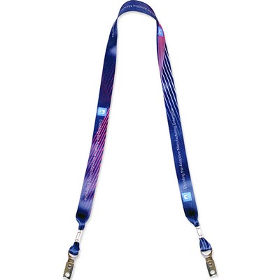3/4" Heavy Weight Satin Lanyard with Double Bulldog Clips