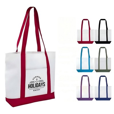 12 Oz Cotton Boat Tote Bag Front Pocket W/ Gusset