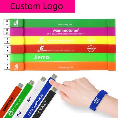 Wearable Silicone Slap Wristband USB Flash Drive 4GB