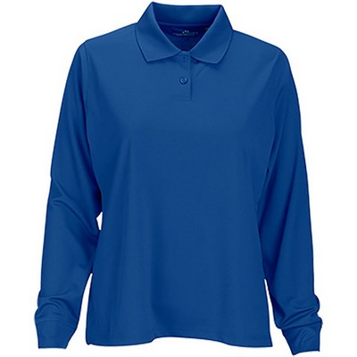 Vansport Ladies Omega Long Sleeve Solid Mesh Tech Polo