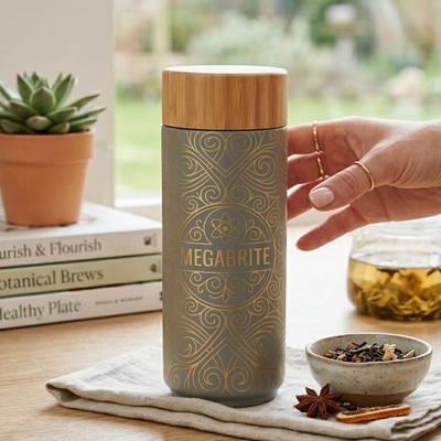 16 Oz. Stainless Steel Coral Bottle With Bamboo Lid