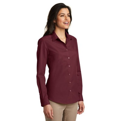 Port Authority Ladies Long Sleeve Carefree Poplin Shirt.
