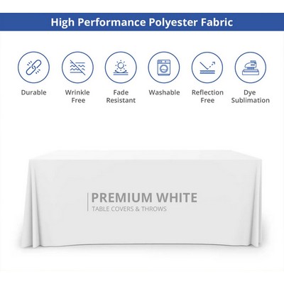 Premium White Table Covers - 4' x 2.5' (3 sided)