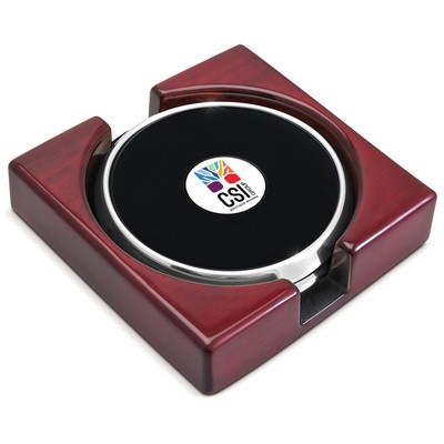 Set of Two Silver Coasters W/ Color Medallion