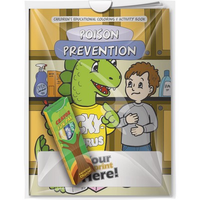 Combo Pack - "Poison Prevention Dinosaur" Coloring Book & 4-Pack of Crayon in a Poly Bag