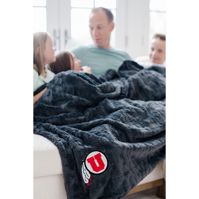 Patterned Faux Fur Zippered Charcoal-XL