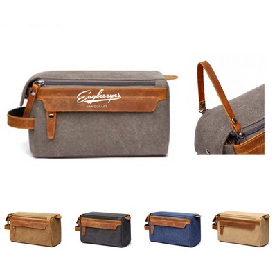 Leather Canvas Toiletry Bag