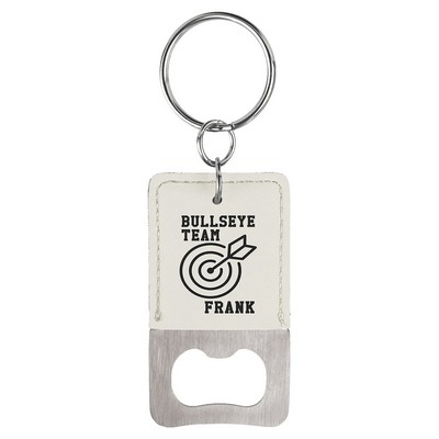 Rectangle Leatherette Bottle Opener Keychain