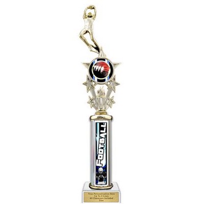 18" Action Matrix Blue Football 1 Column Silver Trophy