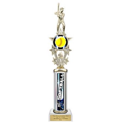 18" Action Matrix Blue Softball 1 Column Trophy