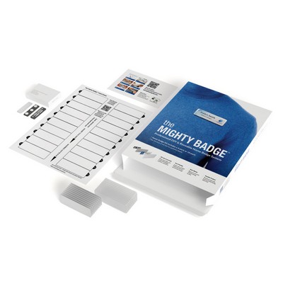 The Mighty Badge 10 Unit Kit, Silver 1 x 3, Magnet Fastener, For Laser Printer