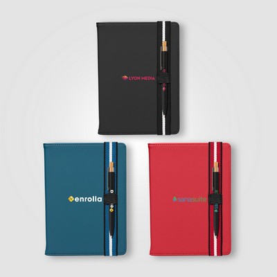 Newport Recycled Chevron Refillable Journal Pen Set - A5 - Full-Color Inkjet