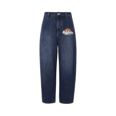 Women's Mid Rise Barrel Leg Denim Jeans
