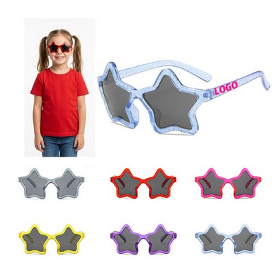 Star-Shaped Glitter Kids Sunglasses for Summer Events