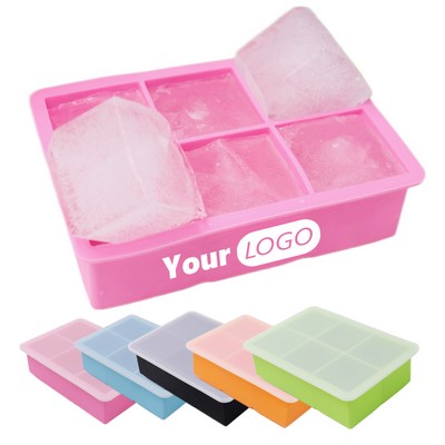 6 Cavity Silicone Ice Cube Tray With Lid