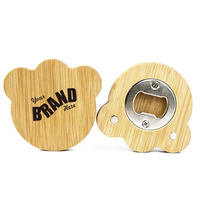 Bear Shaped Bamboo Magnetic Bottle Opener