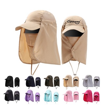 Sun Hat With Detachable Neck Flap & Face Cover