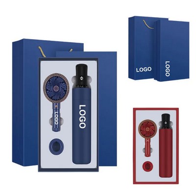 Custom Business Summer Gift Set W/ Handheld Fan UV Umbrella