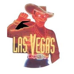 Vegas Vic Neon Cowboy Promotional Magnet w/ Strip Magnet (6 Square Inch)