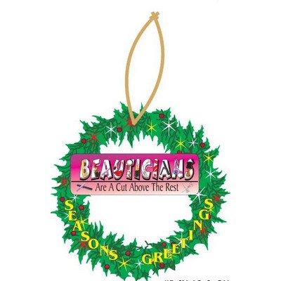 Beautician Slogan Promotional Wreath Ornament w/ Black Back (4 Square Inch)