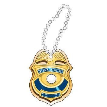 Police Badge Promotional Key Chain w/ Black Back (6 Square Inch)
