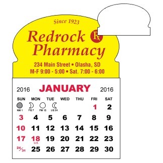 1-Month Adhesive Mini Calendar Pad w/Oval Top