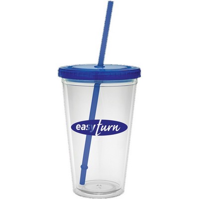 16 Oz. Carnival Cup w/Colored Straw & Colored Lid