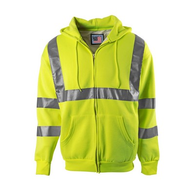 ANSI Class 2 Compliant Thermal Lined Hooded Sweatshirt w/3M™ Silver Tape - Imported